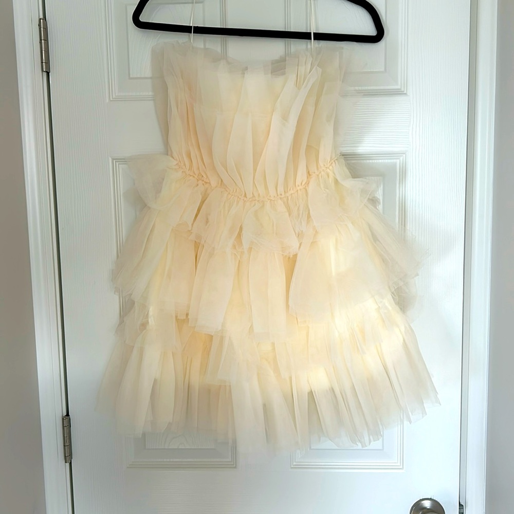 Vici Strapless Dress, Medium Size, Cream Color